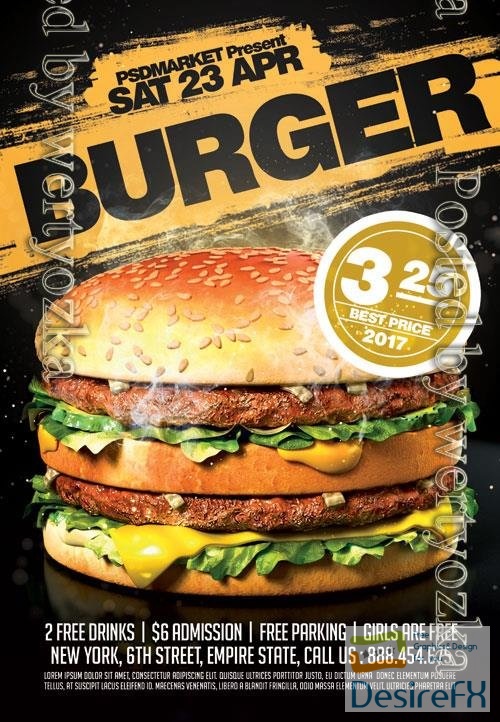 Psd fllyer burger template design