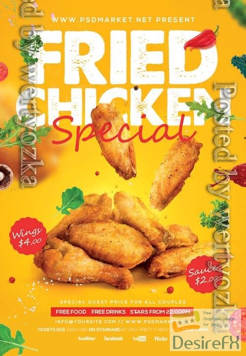 Psd fllyer fried chicken template design