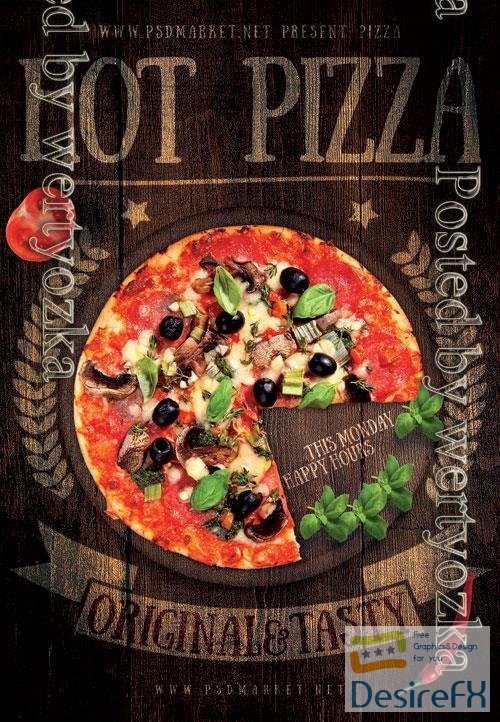 Psd fllyer hot pizza template design