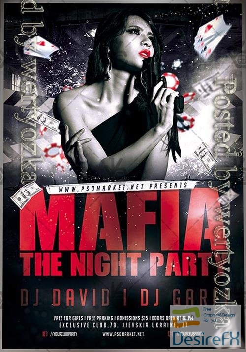Psd fllyer mafia night party template design