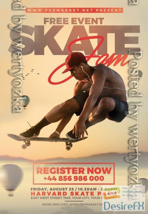 Psd fllyer skateboard flyer template design