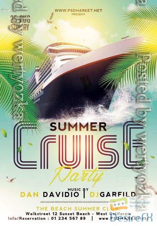 Psd fllyer summer cruise party template design