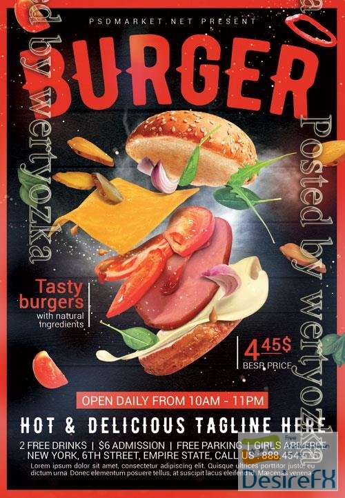 Psd fllyer super burger template design
