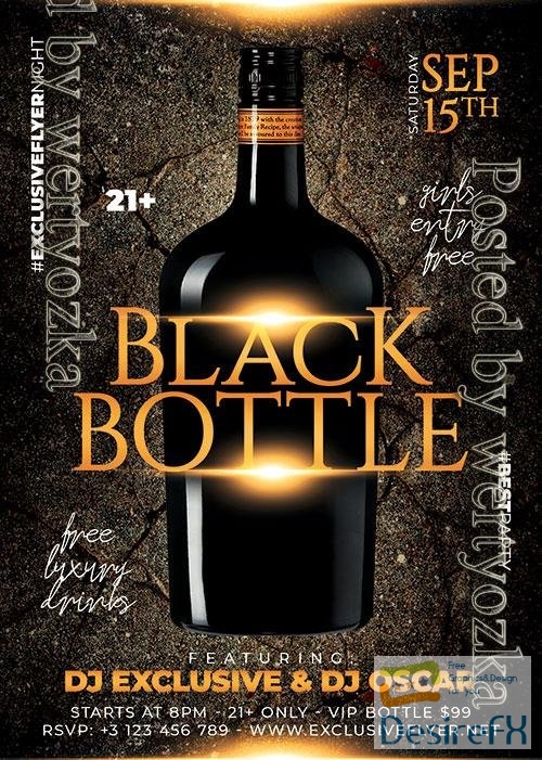 Psd Flyer black bottle party design templates