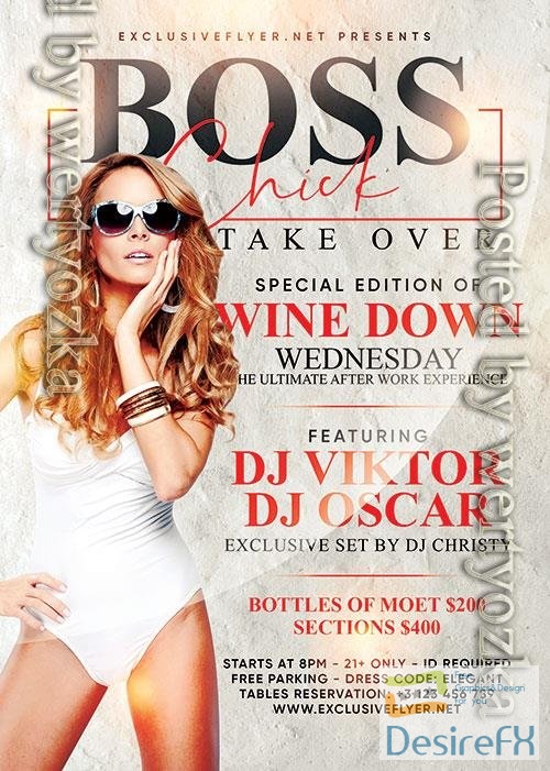 Psd flyer boss chick take over design templates
