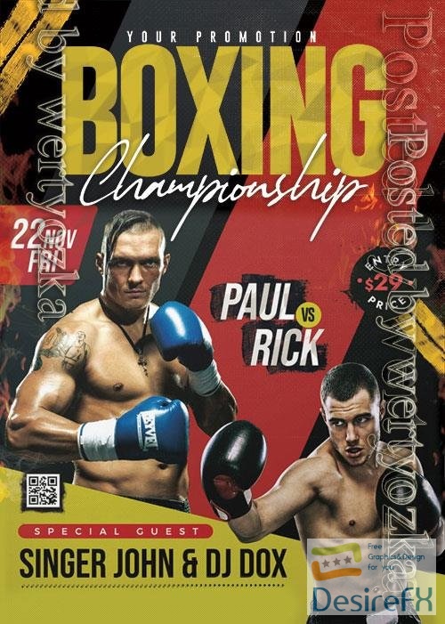 Psd Flyer Boxing Tournament design templates