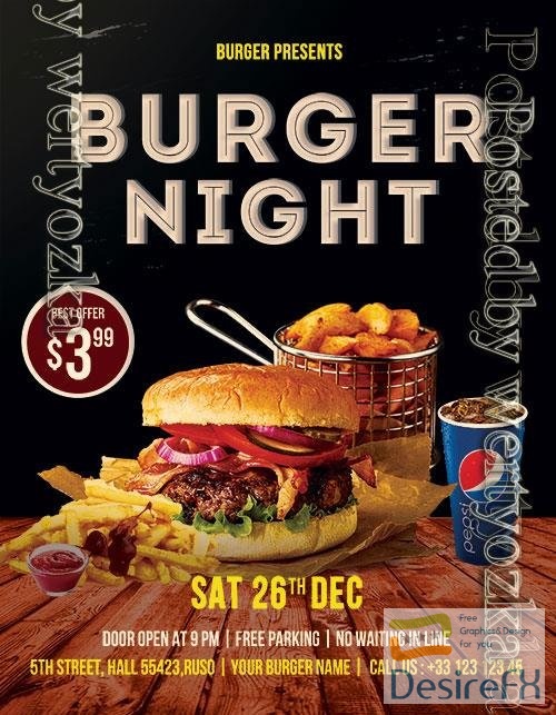 Psd Flyer Burger Night design templates