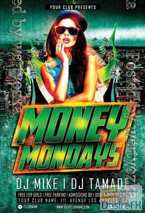 Psd Flyer Money Mondays Party design templates