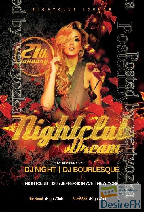 Psd flyer Red Night club Party design templates