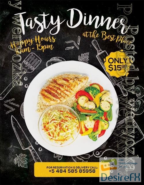 Psd Flyer Tasty Dinner design templates