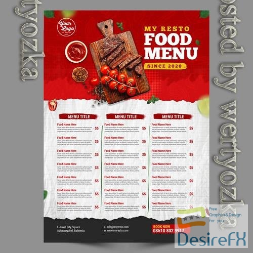 PSD food menu poster template