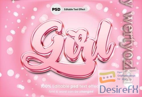 PSD girl editable 3d text effect