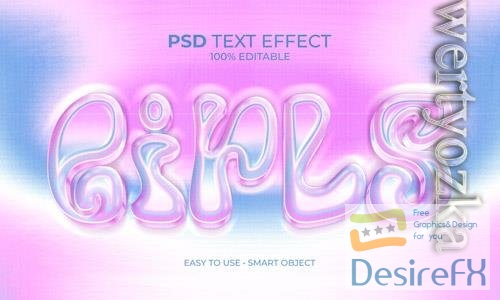 PSD girls pink chrome text effect