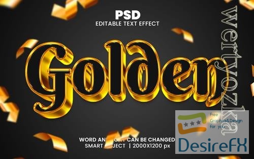 PSD golden luxury 3d editable photoshop text effect style with background