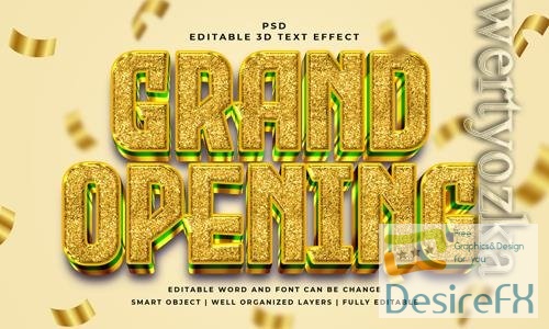 PSD grand opening 3d editable psd text effect with background