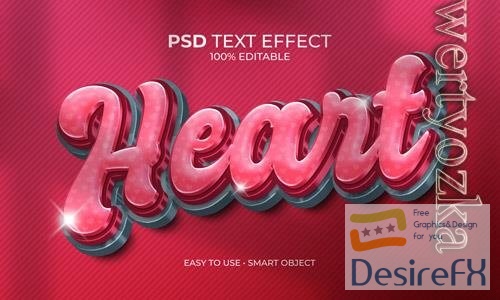 PSD heart magenta text effect