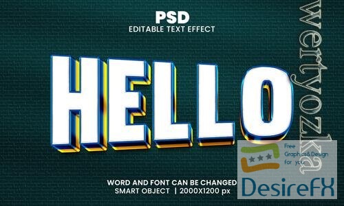 PSD hello luxury 3d editable photoshop text effect style with background