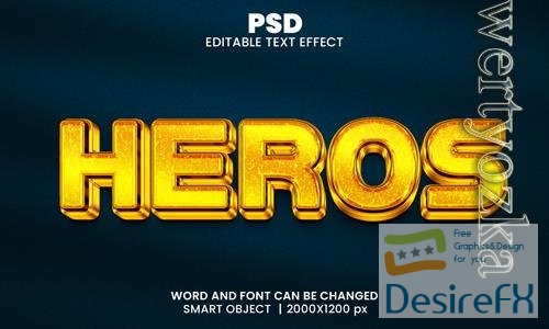 PSD heroes 3d editable photoshop text effect style with background