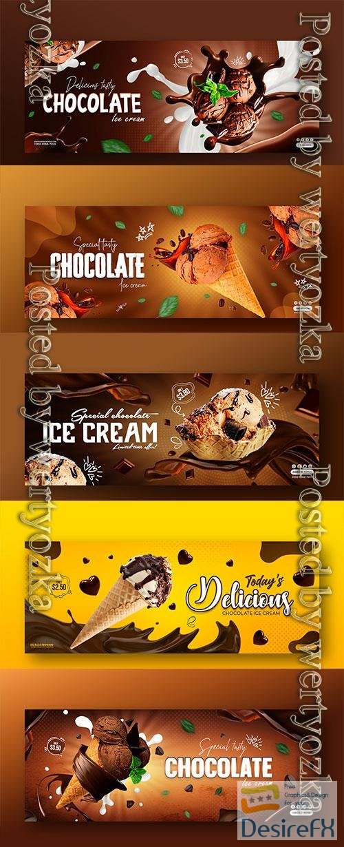 PSD ice cream cone social media template design