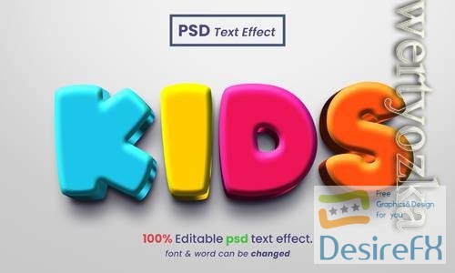 PSD kids 3d text effect multiple color psd text effect