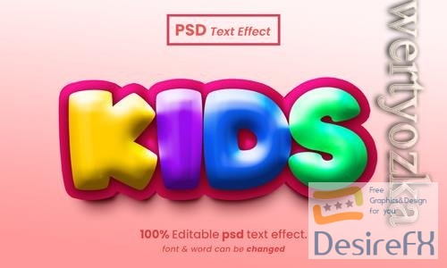 PSD kids 3d text effect multiple color psd text effectf