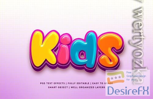 PSD kids cartoon 3d text style effect