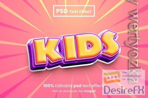 PSD kids editable 3d text effect