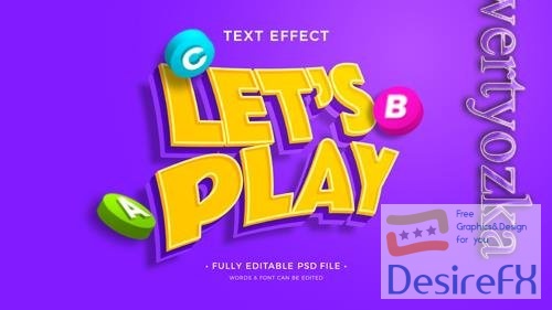 PSD lets play toy text effect