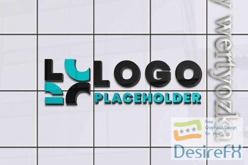 PSD logo mockup with tile pattern as background