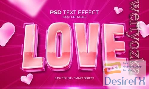 PSD love 3d pink magenta text effect
