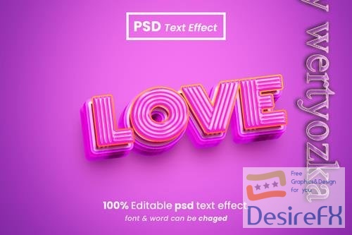 PSD love editable 3d text effect