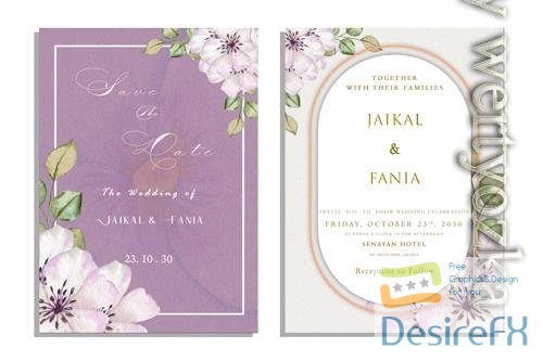 PSD luxury wedding invitation card background with golden line art flower and botanical leaves, organic