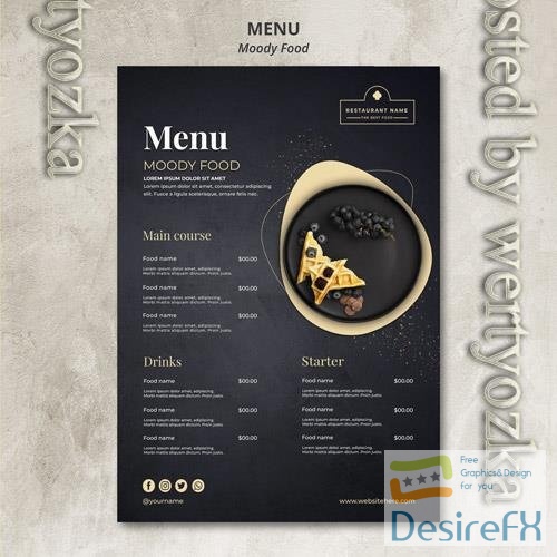 PSD moody food restaurant menu concept