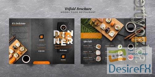 PSD moody food restaurant trifold brochure