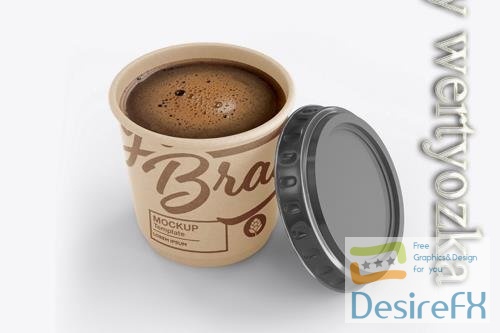 PSD paper cup with coffee mockup 3d render