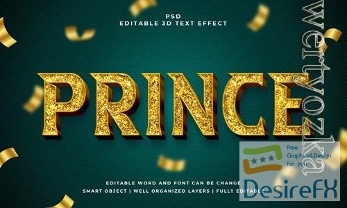 PSD prince 3d editable psd text effect with background