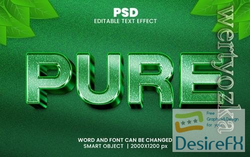 PSD pure green color 3d editable photoshop text effect style with background