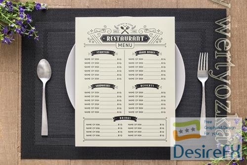 PSD restaurant menu concept mockup design