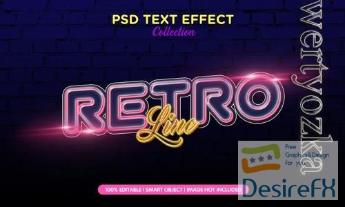 PSD retro line neon style text effect