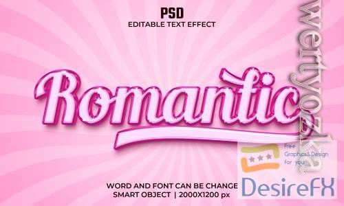 PSD romantic pink color 3d editable text effect premium psd with background
