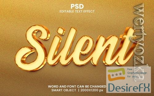 PSD silent luxury 3d editable photoshop text effect style with background