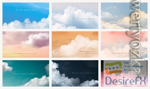 PSD sky and clouds psd presentation template with motivation quote set