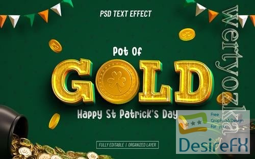 PSD st patrick's day gold editable text effect