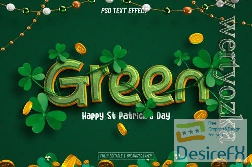 PSD st patrick's day green editable text effect
