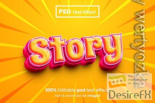 PSD story editable 3d text effect