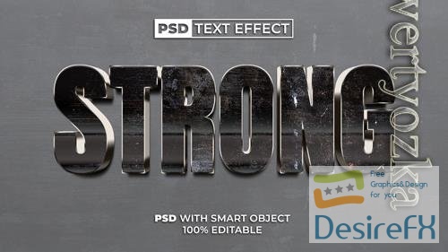 PSD strong text effect metal style editable text effect