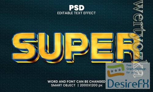 PSD super 3d editable photoshop text effect style with background
