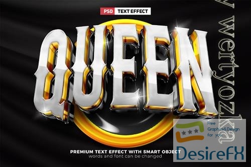 PSD super luxury queen esport team logo template 3d editable text effect