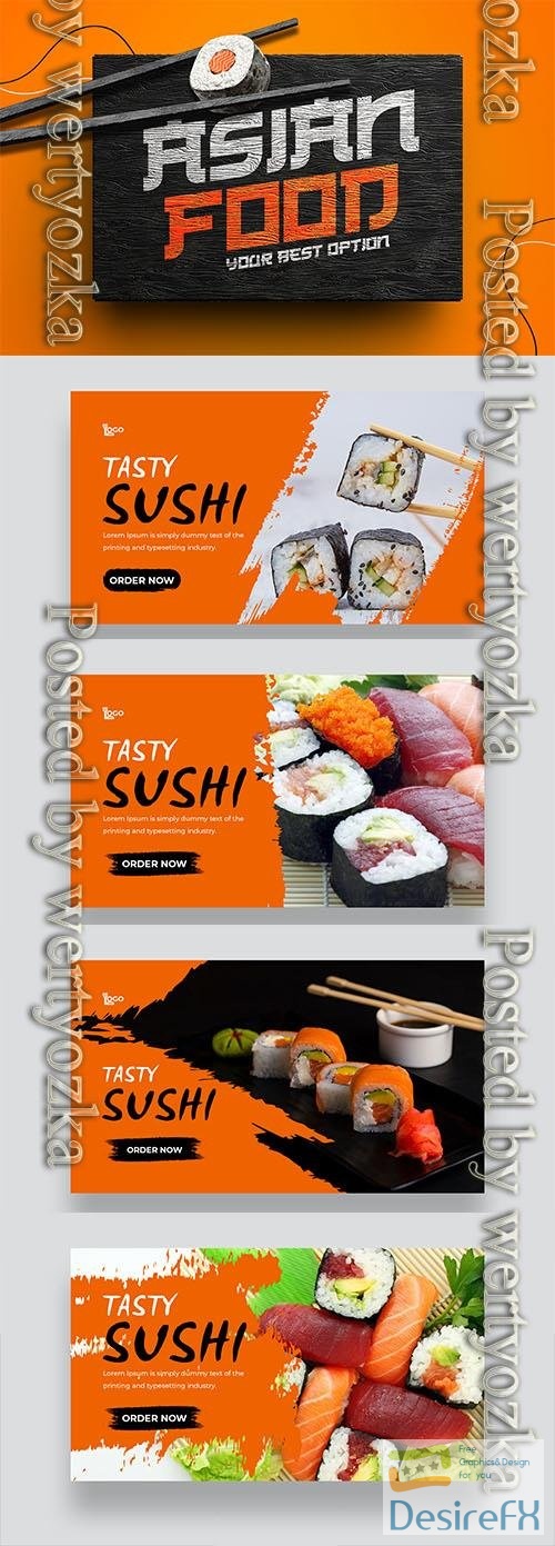PSD sushi menu  web banner template