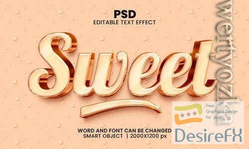 PSD sweet 3d editable photoshop text effect style with background vol 2
